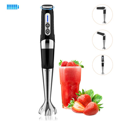 [US Stock]Cordless Immersion Blender Handheld: Powerful Rechargeable Electric Hand Blender, 21-Speed & 3-Angle Adjustable