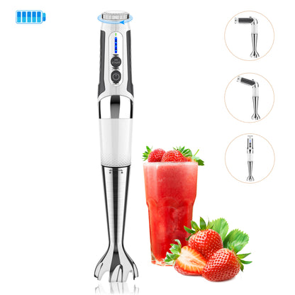 [US Stock]Cordless Immersion Blender Handheld: Powerful Rechargeable Electric Hand Blender, 21-Speed & 3-Angle Adjustable