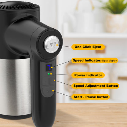 Cordless Hand Mixer, Digital Display 7 Speed Rechargeable Electric Mixer Handheld with Stainless Steel Attachments Whisks Beaters Dough Hooks & Storage Base