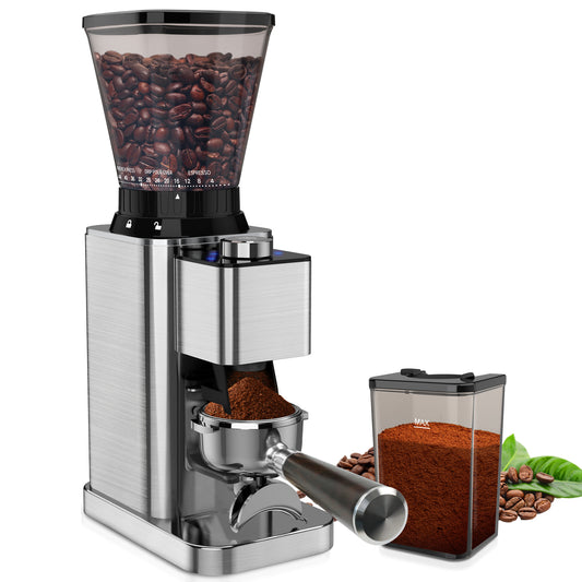 [US Stock]Conical Burr Coffee Grinder Anti-Static Electric Coffee Bean Grinder with 48 Grinding Settings & Precision Timer for Espresso/Drip/French Press