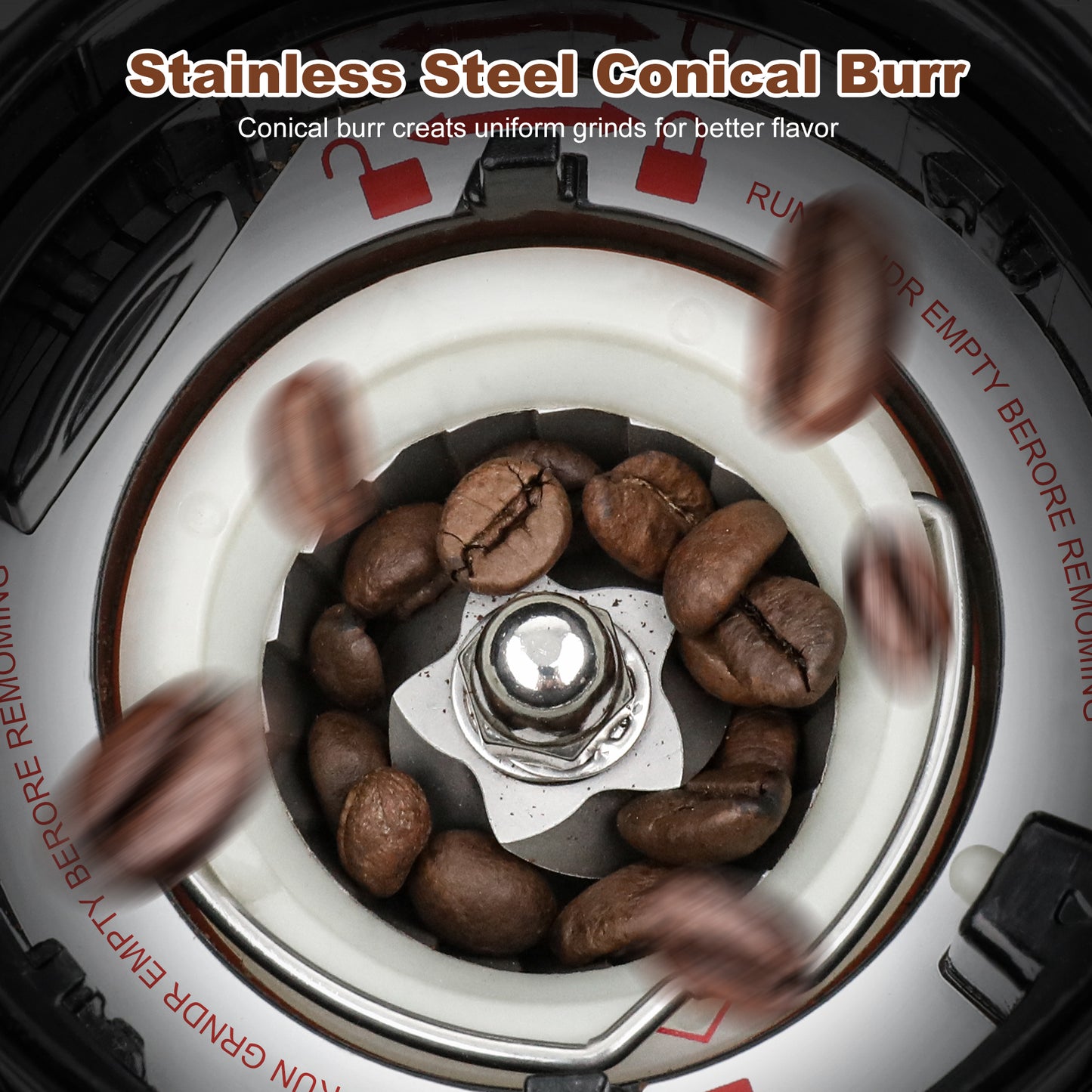 [US Stock]Conical Burr Coffee Grinder Anti-Static Electric Coffee Bean Grinder with 48 Grinding Settings & Precision Timer for Espresso/Drip/French Press