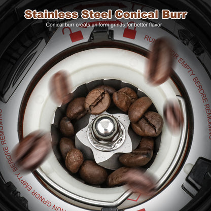 [US Stock]Conical Burr Coffee Grinder Anti-Static Electric Coffee Bean Grinder with 48 Grinding Settings & Precision Timer for Espresso/Drip/French Press